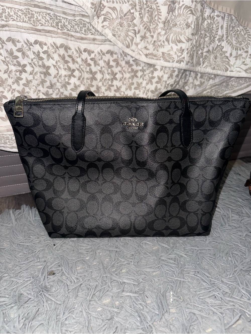 Coach Black Signature Canvas Tote